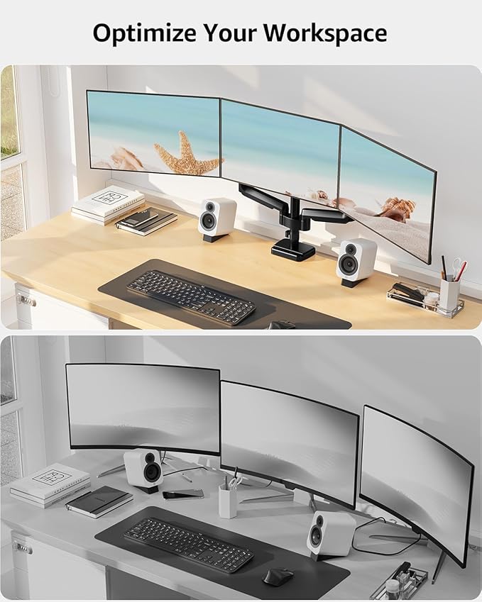 MOUNTUP Triple Monitor Mount, Triple Monitor Desk Mount - Image 6