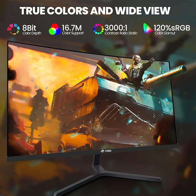 CRUA 24” Curved Gaming Monitor, 180Hz/144Hz FHD 1080P, Support 120% sRGB - Image 4