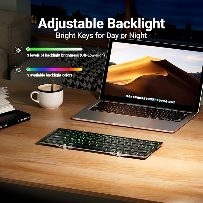 iClever Backlit Foldable Keyboard, BK05 Wireless Folding Keyboard - Image 3