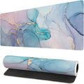 Teal Marble Extended Mouse Pad 31.5x11.8 Inch Turquoise Desk Marble Mousepad by Siski