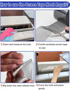wohohoho Window Screen Repair Tape, 4 in X 20 FT Grey Screen Patch Repair Kit - Image 8