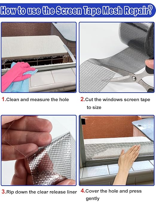 Wohohoho Window Screen Repair Tape, 2 in X 40 FT Black Screen Patch Repair Kit - Image 7