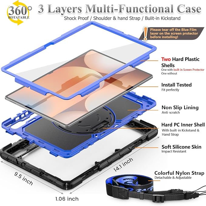 SEYMAC stock Case for Samsung Galaxy Tab S10 Ultra / S9 Ultra Tablet Case 14.6'' - Image 6