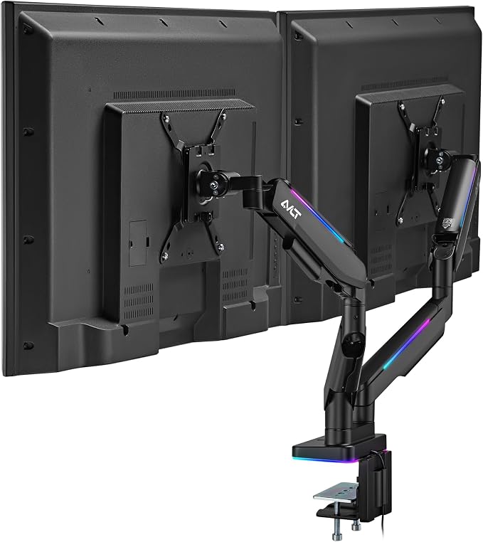 AVLT RGB Lights Dual 17”-43” Gaming Monitor Arm Desk Mount, Fits Two by AVLT-USA