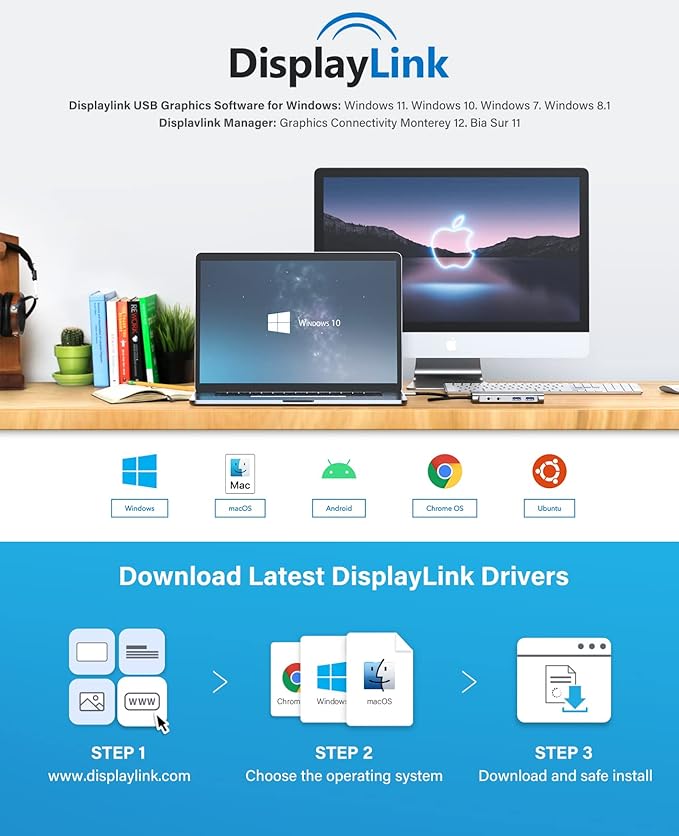 UtechSmart USB Docking Station, 11 IN 1 USB C Dock Triple Display, USB 3.0 - Image 8