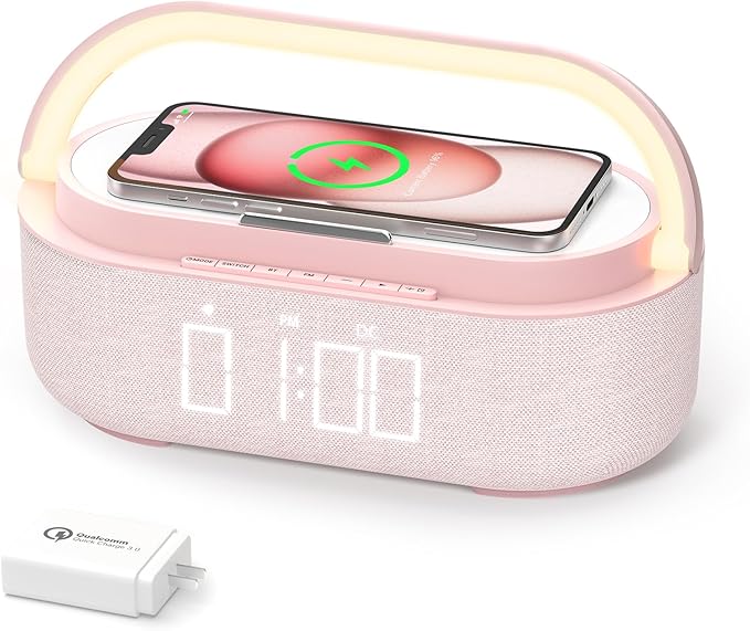 COLSUR Bluetooth Speaker with Wireless Charger, FM Radio, Dimmable LED Night by COLSURCOLORYOURLIFE