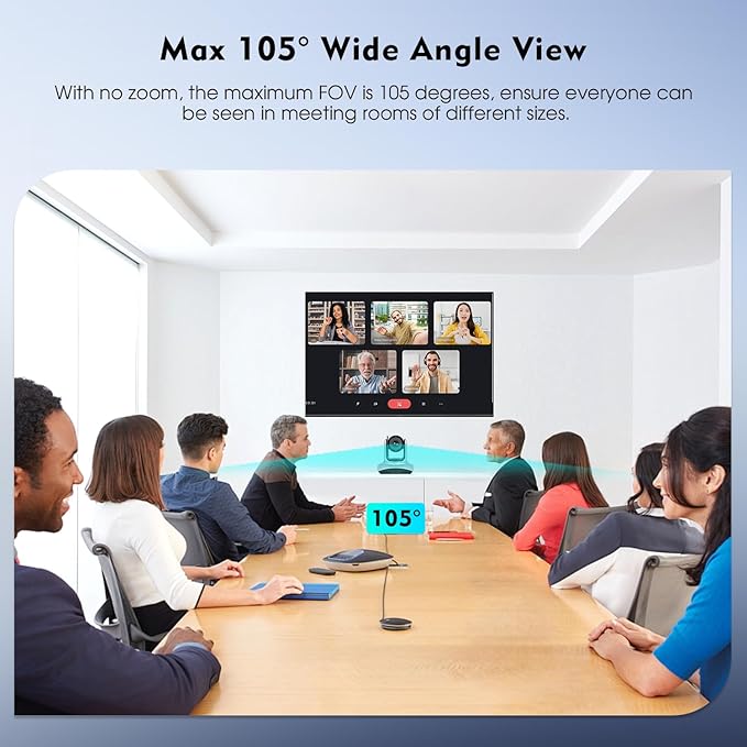TOALLIN Wireless PTZ Conference Room Camera, 3X Optical Zoom Streaming Camera - Image 5