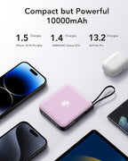 VRURC Portable Charger with Built-in Cable, 10000mAh Power Bank, 22.5W/PD20W - Image 3