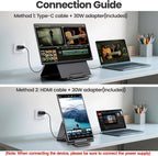 23.8'' Portable Monitor, FHD 1080P 100Hz IPS Laptop Screen Extender, USB-C HDMI - Image 4