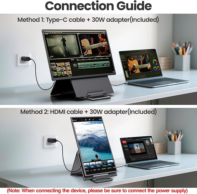 23.8'' Portable Monitor, FHD 1080P 100Hz IPS Laptop Screen Extender, USB-C HDMI - Image 4