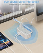 Ultra Thin 5FT Flat Extension Cord, TESSAN Surge Protector Flat Plug Power Strip - Image 2