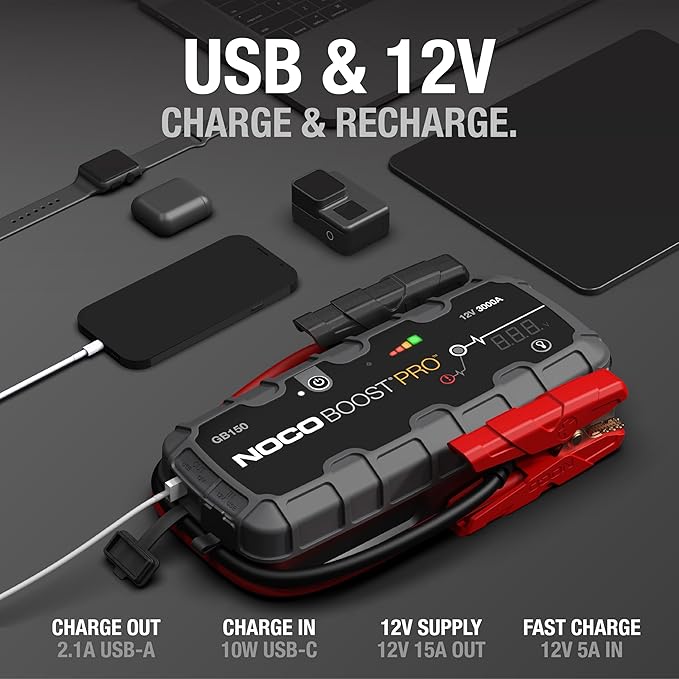 NOCO Boost GB150: 3000A UltraSafe Jump Starter – 12V Lithium Battery Booster - Image 4
