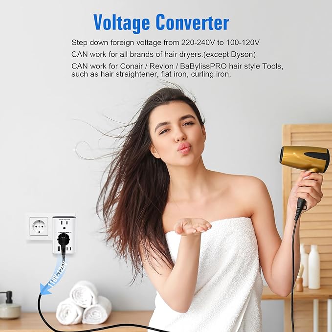 Voltage Converter Us to Europe, 220v to 110v Power Adapter, European Plug Power - Image 2
