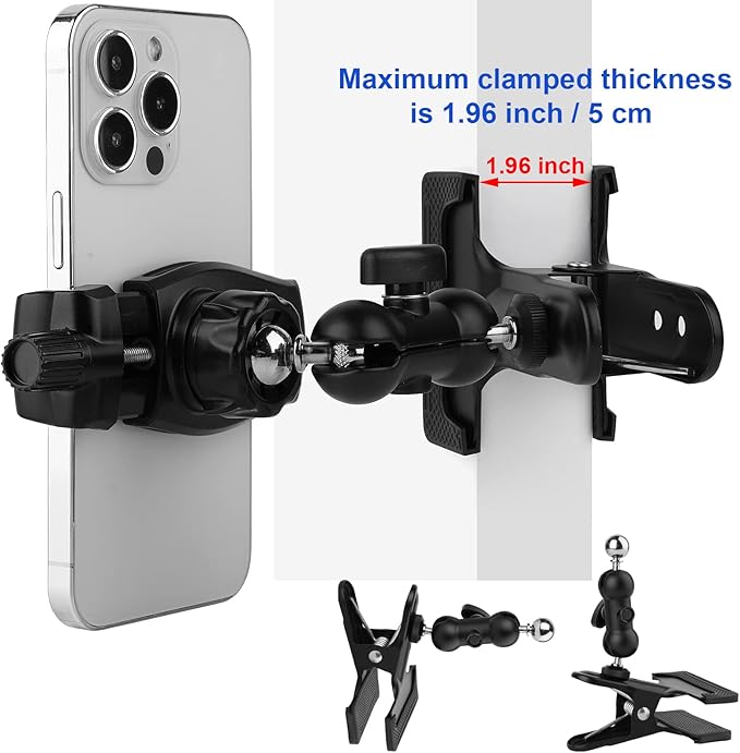 Clamp Phone Stand Holder for Desk/Table/Glass/Baffle/Easel/Guitar Head - Image 5