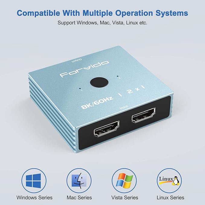 8K HDMI Switch 2 in 1 Out, 8K HDMI Splitter 4K 120Hz 1 in 2 Out - Image 6