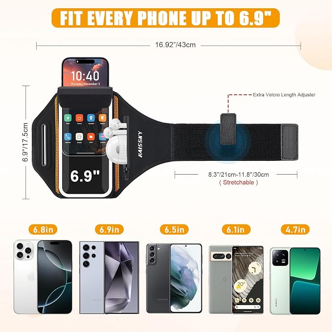 Running Armband for iPhone 15/14/13 Pro/Plus & Galaxy S20/S10, 3D Design Cell - Image 3
