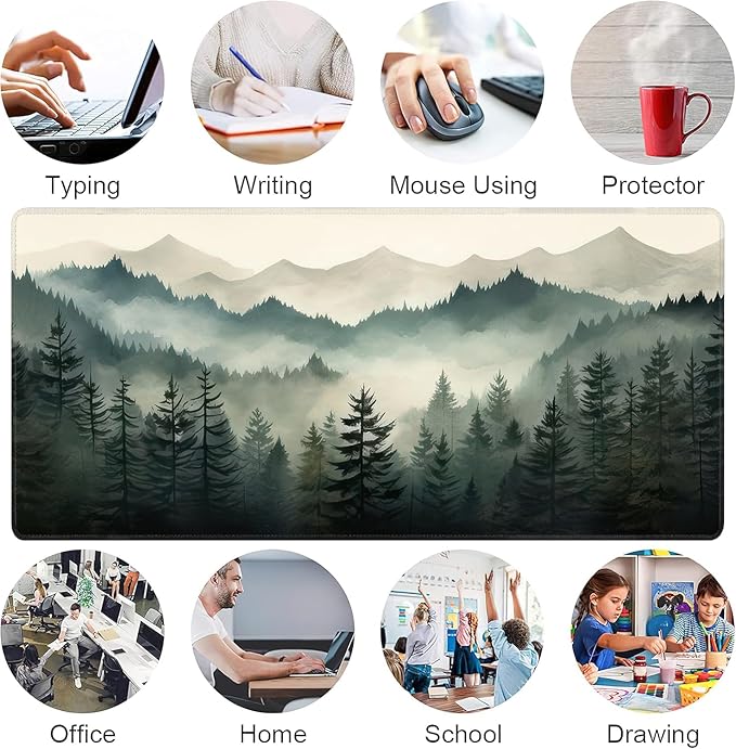 Misty Forest Large Mouse Pad, Gaming Keyboard Desk Pad, Extended Mouse Mat - Image 7
