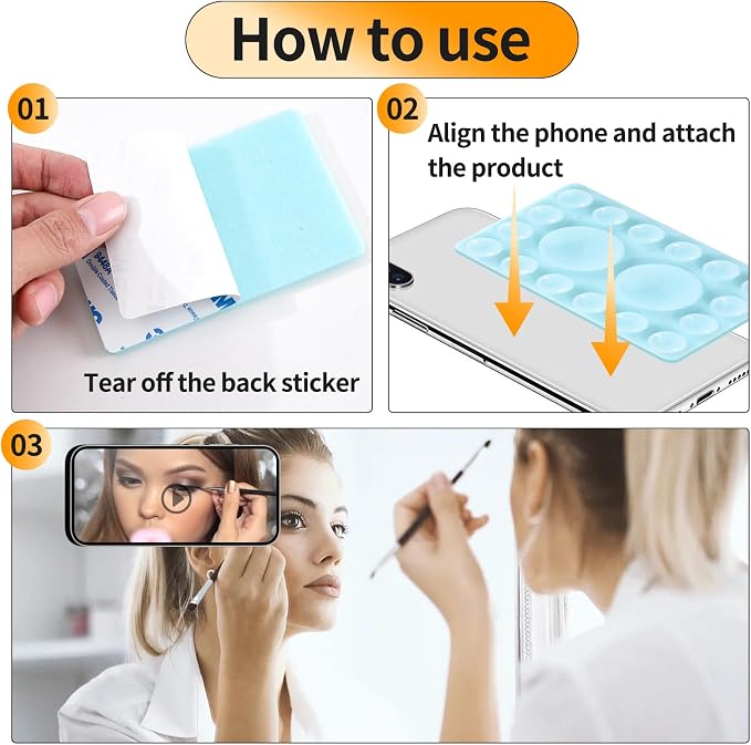 ZYCCER Double Sided Silicone Suction Phone Holder Mount, Compatible - Image 7