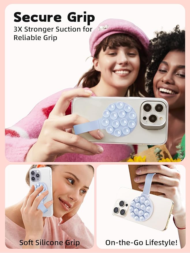 Magnetic Suction Phone Case Mount, Silicone Suction Cup Grip Stand - Image 4