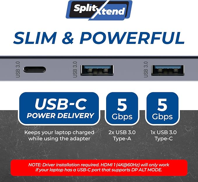 OREI SplitXtend USB C Docking Station Triple Monitor - Image 2