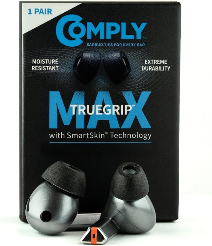 Comply TrueGrip MAX | Premium Memory Foam Replacement Earbud Tips by ComplyFoam