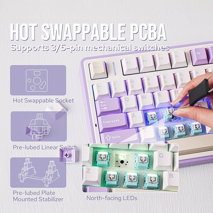EPOMAKER x Aula F75 Gasket Mechanical Keyboard, 75% Wireless Hot Swappable - Image 4