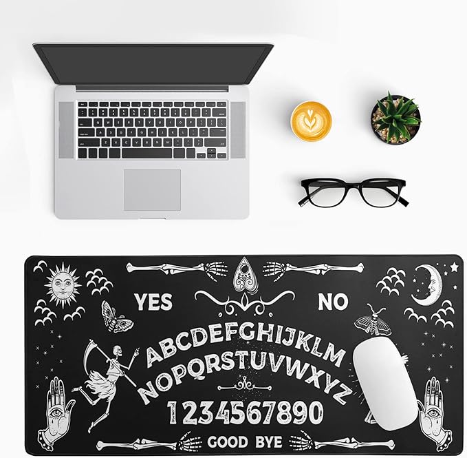 Mysterious Spirit Goth Gaming Mouse Pad 31.5x11.8 Inch Large Desk Mat Black - Image 3