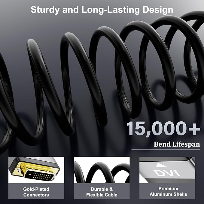 HDMI to DVI Cable 25FT, Bi-Directional DVI to HDMI Male to Male Cord, HDMI A to - Image 4