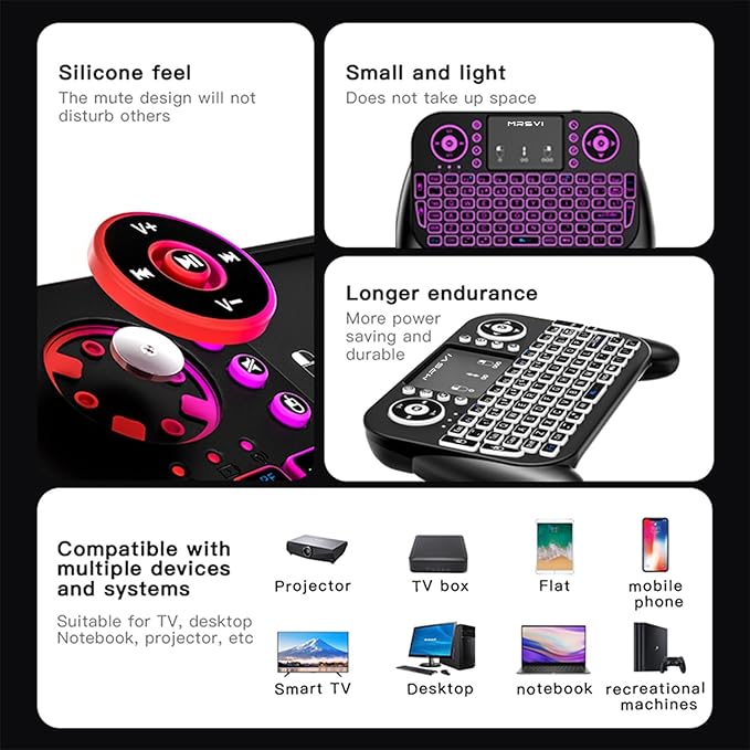 Mini Keyboard with Touchpad-2.4GHz & Bluetooth Dual-Mode, 7-Color Backlight - Image 2