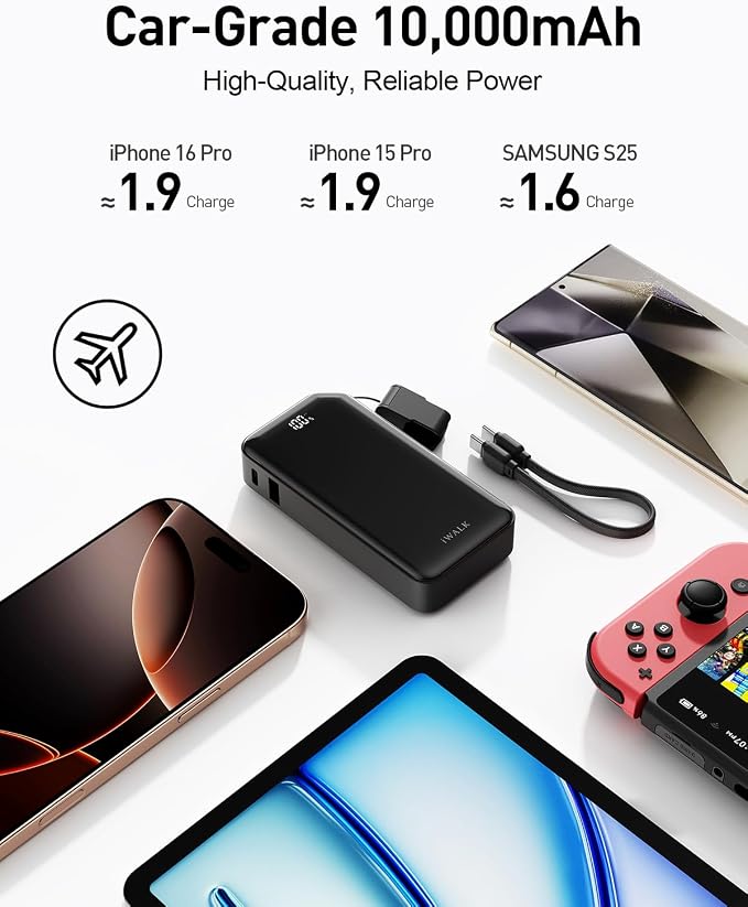iWALK Portable Charger, Ultra Small 10, 000mAh 30W PD Power Bank, USB C in&Out - Image 4