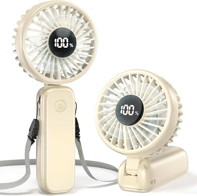 Portable Handheld Fan, 5000mAh Rechargeable Battery, Max 15H Cooling, 4 Speeds by COMLIFE