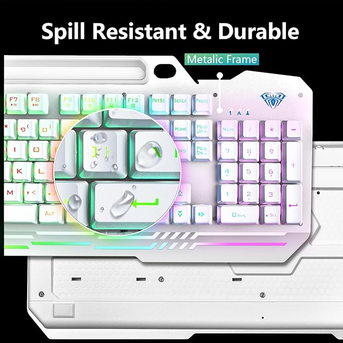 AULA Gaming Keyboard, T102 104 Keys Keyboard and Mouse Combo, USB Wired - Image 5