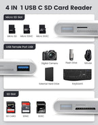 USB C SD Card Reader, Type C 4-Slots Memory Card Adapter - Image 3