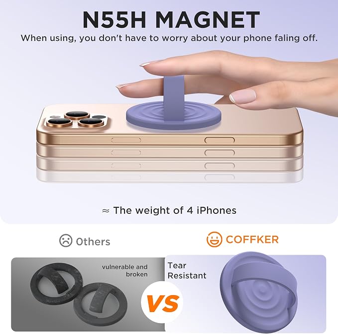 Magnetic Phone Ring Grip Holder, Silicone Finger Loop Grip, Compatible - Image 5