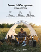 BLUETTI Portable Power Station AC180, 1152Wh LiFePO4 Battery Backup w/ 2 1800W - Image 2