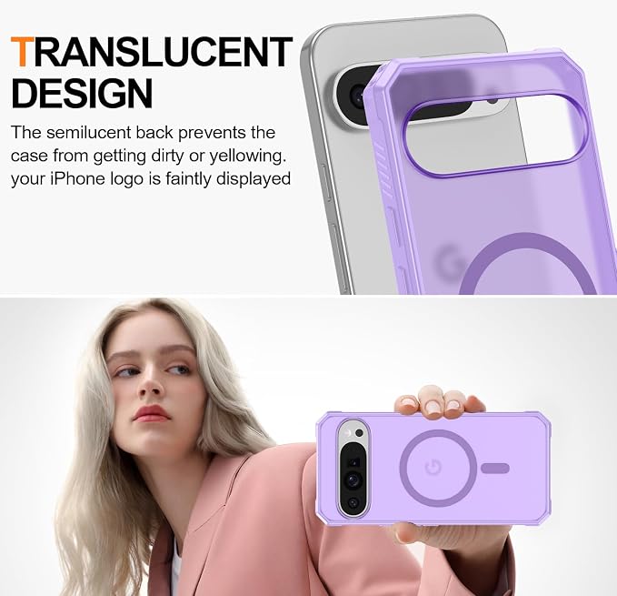 Magnetic for Google Pixel 9/Pixel 9 Pro Case, Shockproof Slim Translucent Matte - Image 4