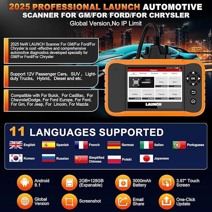 LAUNCH X431 Creader Elite 2.0 FGC OBD2 Scanner, ECU Coding, Bi-Directional Scan - Image 9