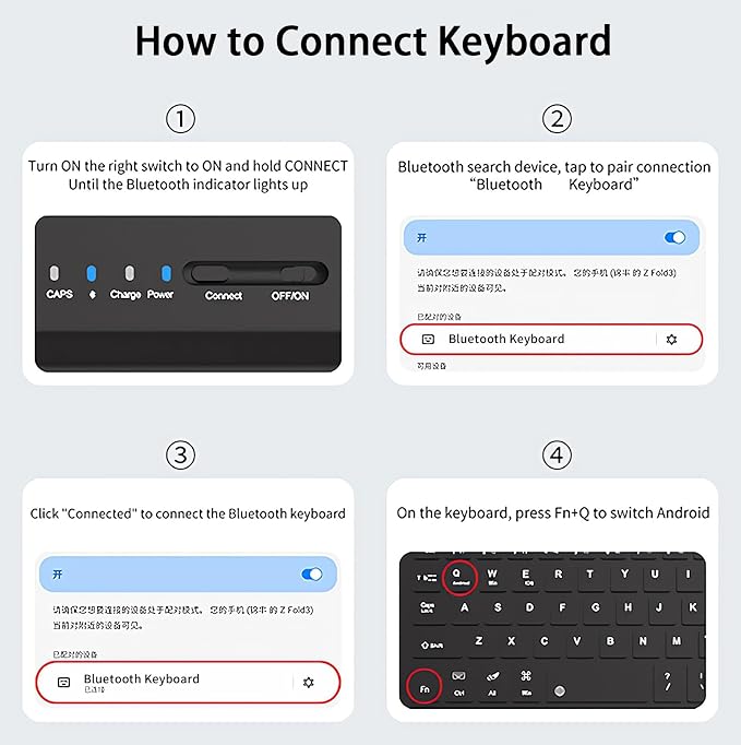 for Samsung Galaxy Z Fold 7 6 5 Keyboard and Mouse, Portable Mini 7.9 inch - Image 8