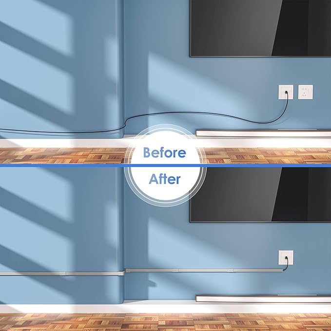 Yecaye Grey Cord Hider, One-Cord Channel Cord Cover on Wall, Cable Management - Image 5