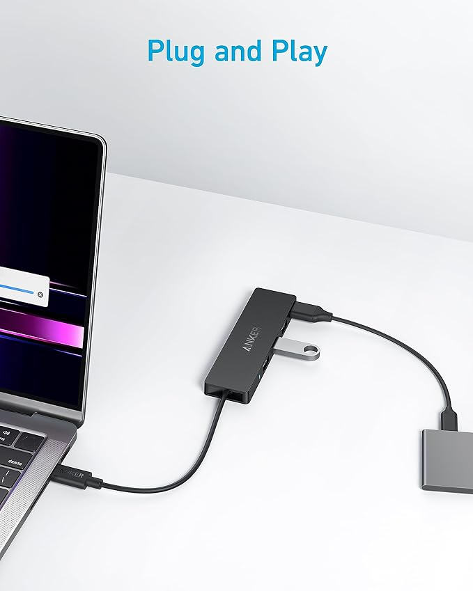 Anker 4-Port USB 3.0 Hub with 5Gbps Data Transfer, Ultra-Slim Data USB C Hub - Image 3