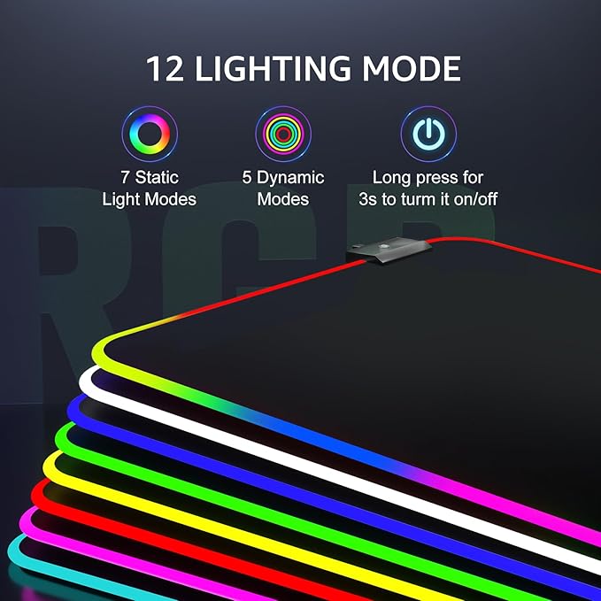 KTRIO RGB Large Gaming Mouse Pad Desk Mat, Superior Micro-Weave Cloth, Non-Slip - Image 2