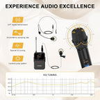 4-Channel Wireless Microphone System, UHF Cordless Mic Set w/ 4x10 Frequencies - Image 2