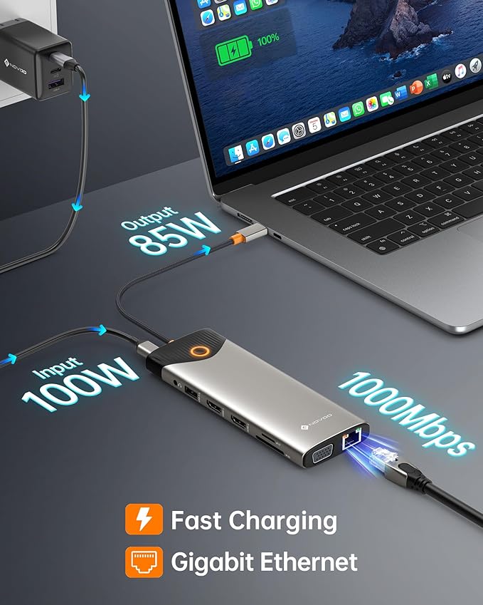 NOVOO USB C Docking Station Dual Monitor, 15 in 1 Laptop Docking Station 3 - Image 4