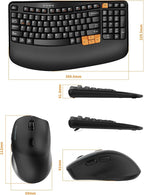Wireless Keyboard and Mouse Combo, 2.4G Wave Keys Ergonomic Keyboard - Image 9