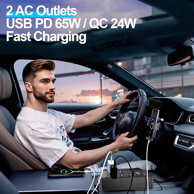300W Car Power Inverter, DC 12V to 110V AC Car Plug Adapter - Image 7