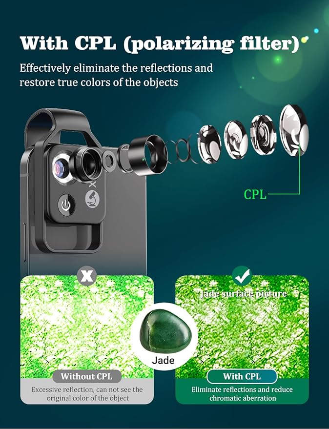 Phone Microscope with CPL Lens/LED Light, Nano Zoom 200X Pocket Microscope - Image 2