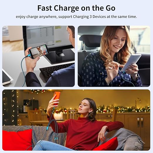100W USB C Multi Charging Cable, 3 in 1 USB C Cable Fast Charging - Image 7