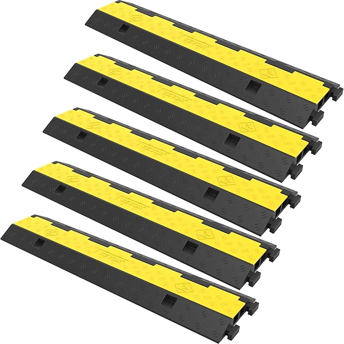 VEVOR Cable Protector Ramp, 5 Packs 2 Channels Speed Bump, Rubber Modular Humps by VEVOR