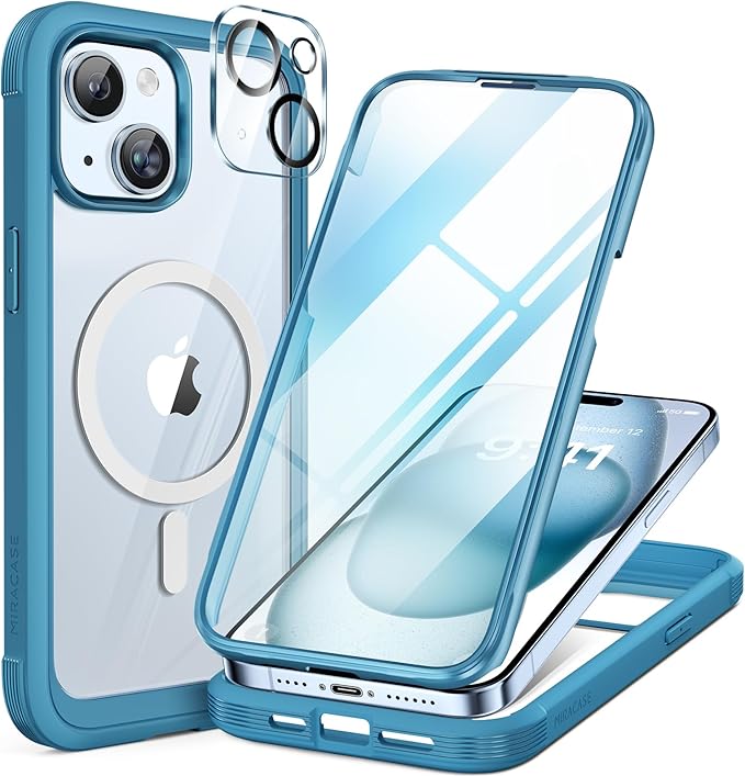 Miracase Glass Series for iPhone 15 Case Full-Body Magnetic Bumper Case by Miracase