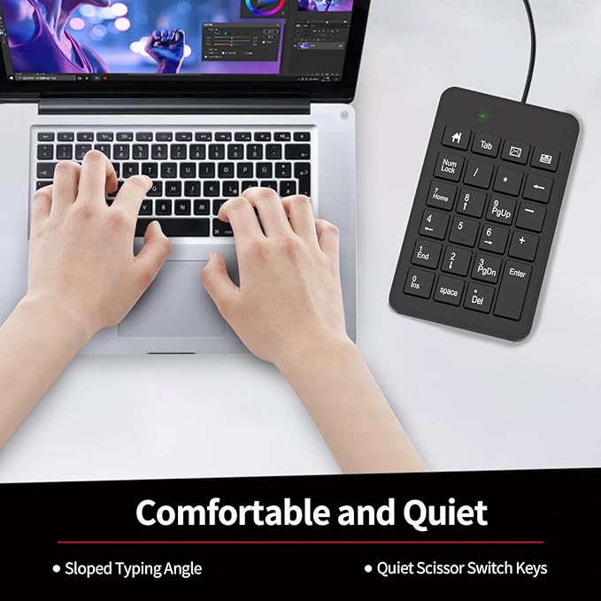 Wired Number Pad, USB Numpad 23 Key Numeric Keypad Financial Accounting - Image 3